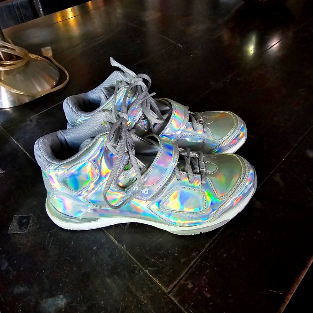 Ryka Silver Sneakers with Holographic Finish and Chunky Silhouette